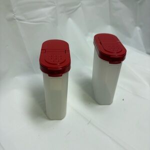 Set of 2 Tupperware Red lids spice Storage Containers